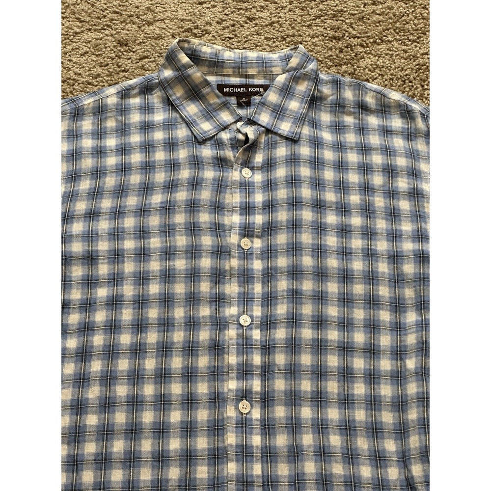 Men's Michael Kors Long Sleeve Button Up Plaid Shirt - Medium - Picture 2 of 3